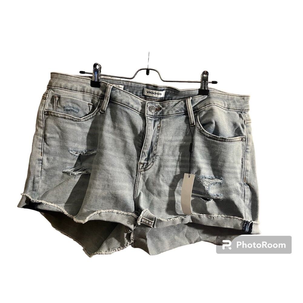 Vigoss Shorts Women’s blue distressed marley Short 18 NWT